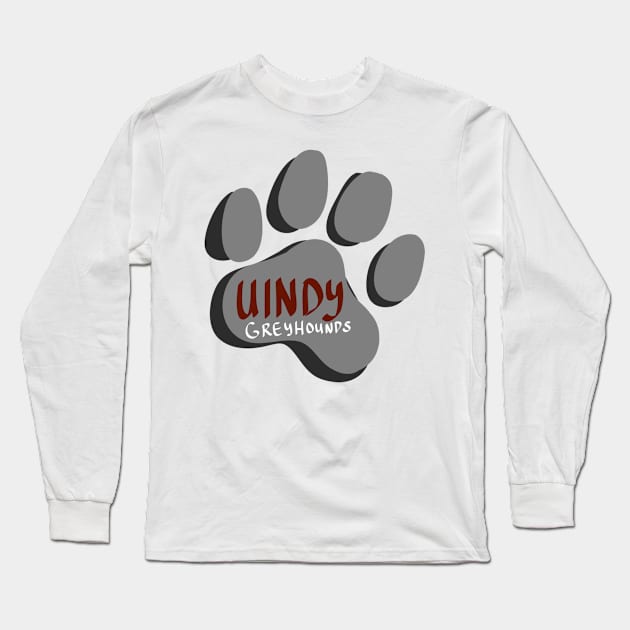 University of Indianapolis Greyhounds Paw Print Long Sleeve T-Shirt by turbo-swift